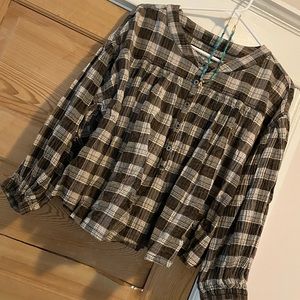 Free people, plaid button down